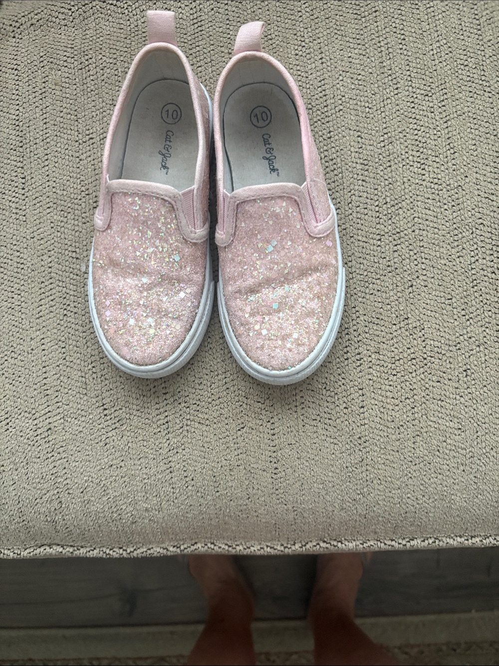 Cat & Jack Pink Glitter Slip-On Sneakers